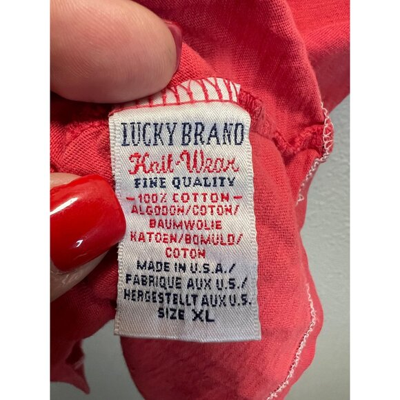 Lucky Brand Red Graphic T-Shirt XL 100% Cotton Winged Heart Design - Picture 4 of 5